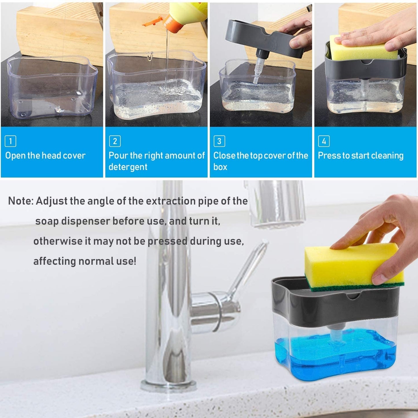 2-in-1 Soap Pump Dispenser – Kitchen Sink Liquid Soap Dispenser (Without Sponge)
