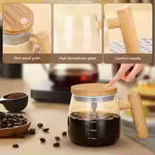 Self Stirring Coffee Mug – Electric Automatic Mixing Cup for Coffee, Milk, & Drinks | Rechargeable, Waterproof, Self Mixing Glass Mug for Home & Office