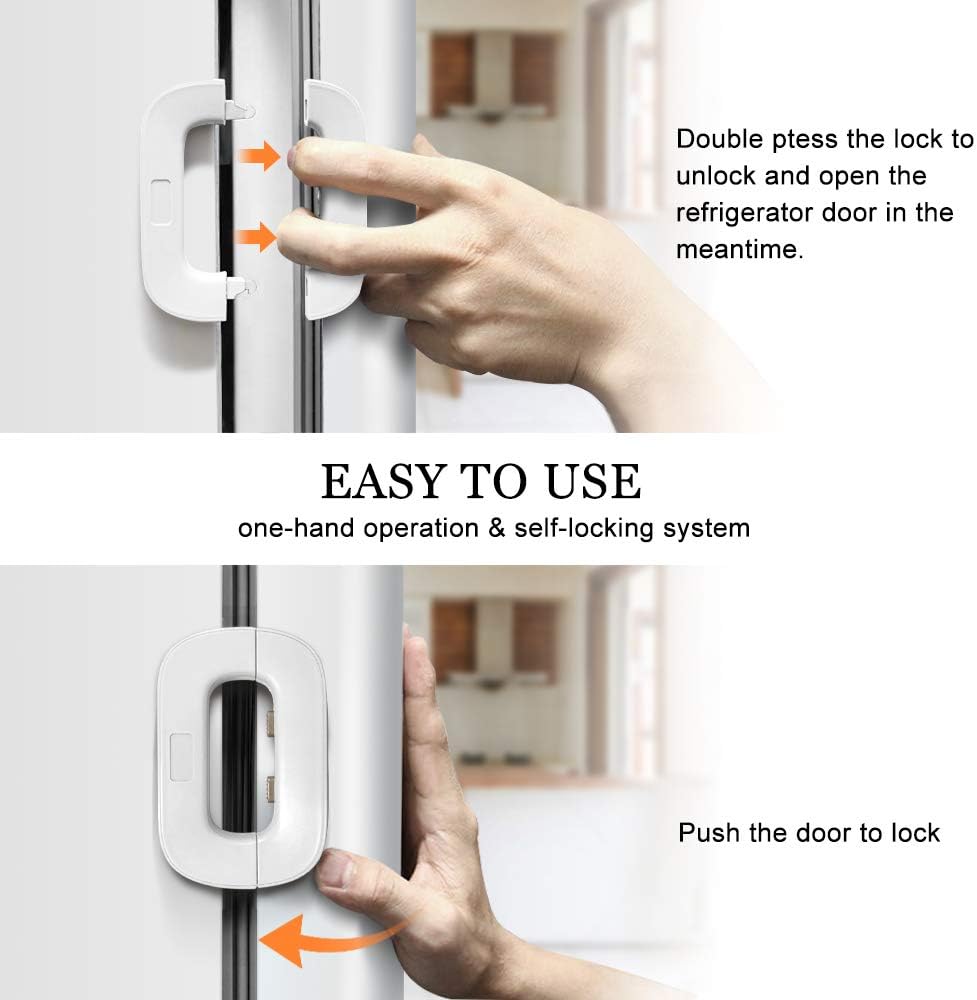 Child Safety Refrigerator Lock – Self Adhesive Fridge And Freezer Door Lock With Double Safety Button And Easy One Hand Operation Rs 197